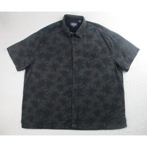 Nat Nast Silk Shirt Mens‎ XXL Short Sleeve Brown Black Floral Print AOP Hawaiian